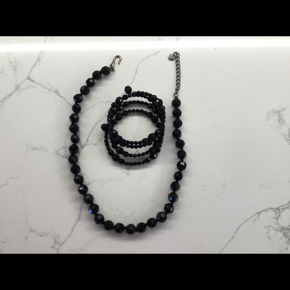 Carolee black bead necklace with matching bracelet.